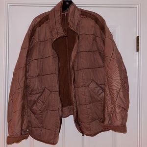 Free People Quilted Bomber Jacket Mauve